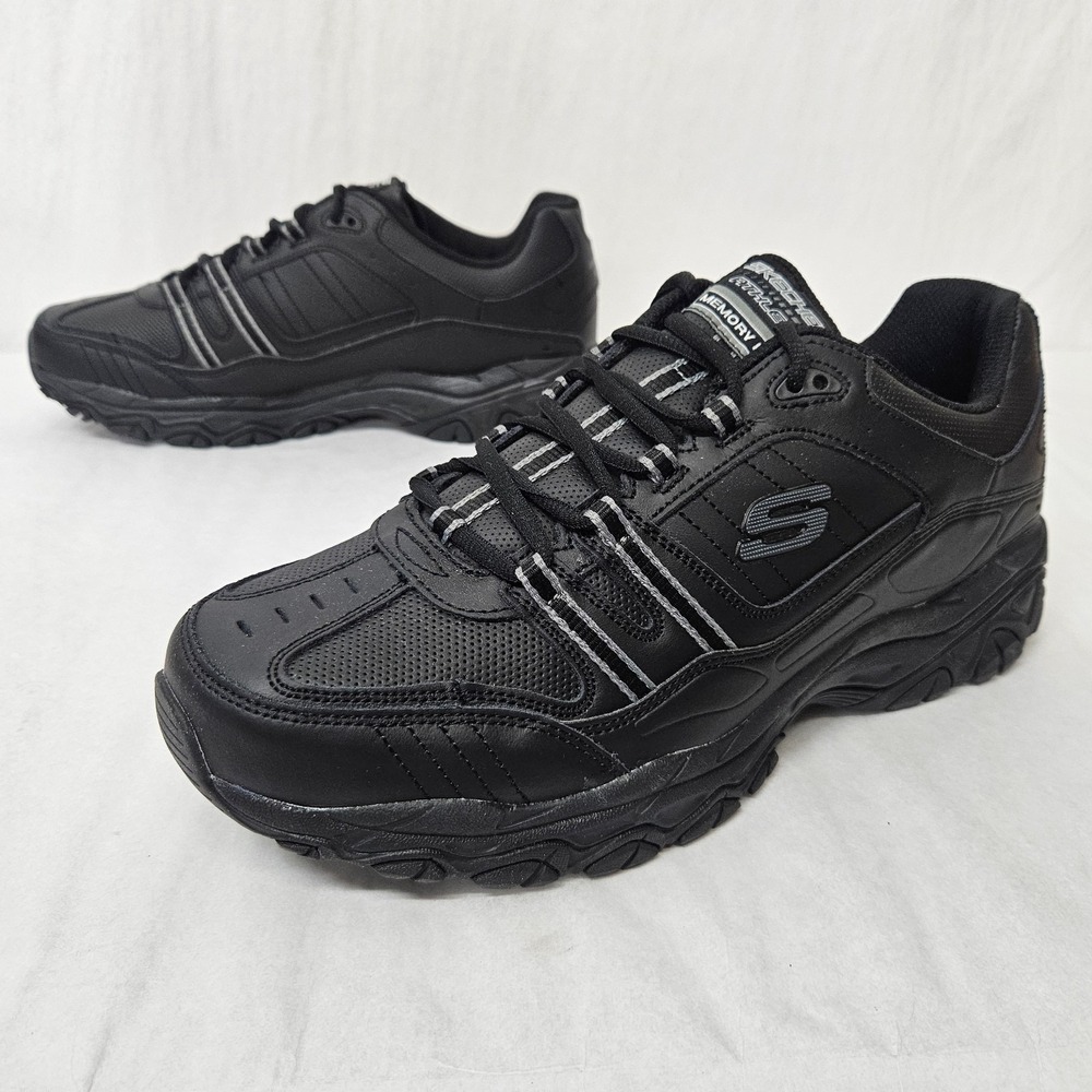 Skechers After Burn Strike On Training Shoe 50122/BBK Black Leather Mens Size 12 - Picture 3 of 9